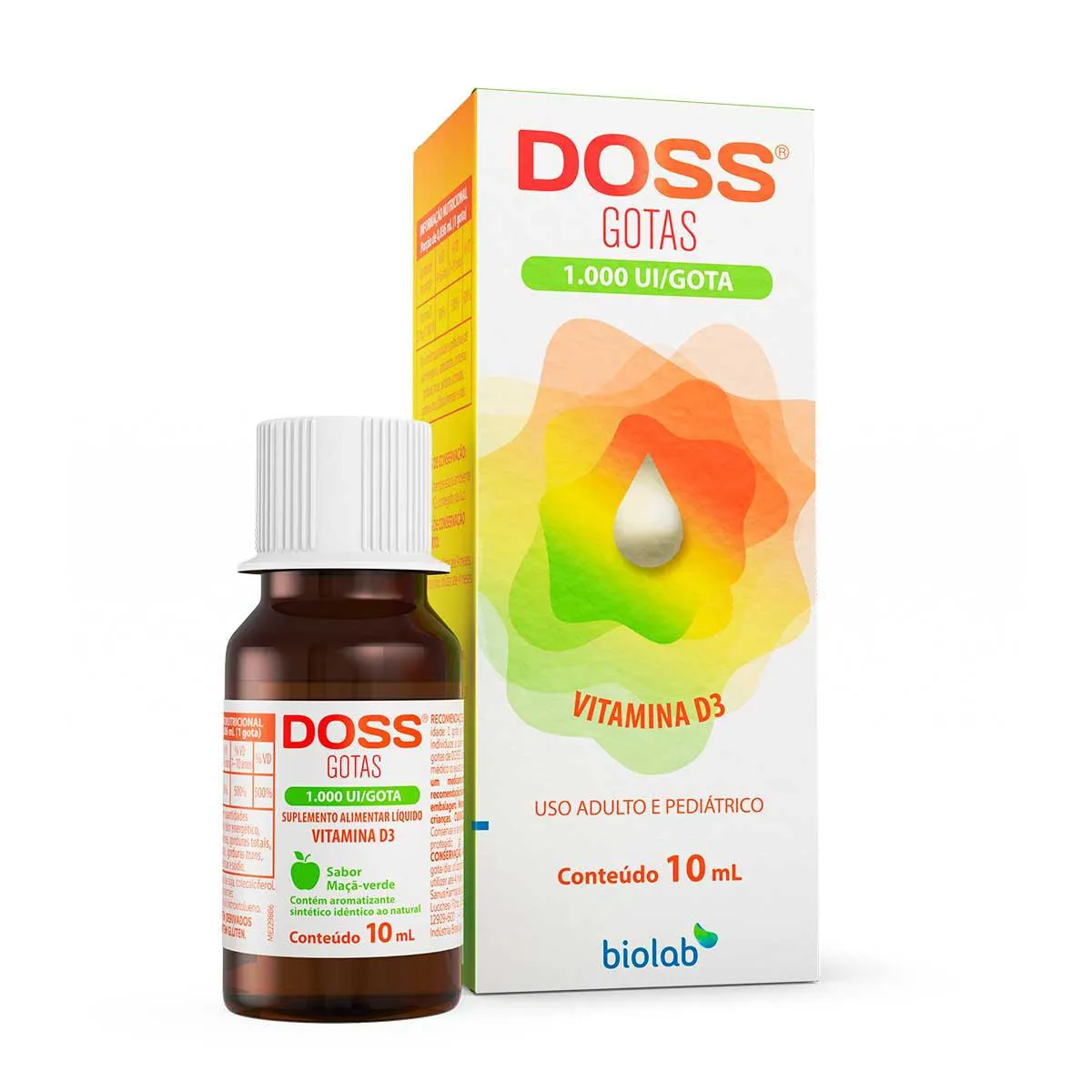 Vitamina D3 1.000UI Doss Maçã Verde Gotas 10ml
